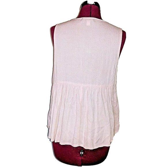 Francesca Womens Babydoll Top Size Medium Pink Sleeveless Keyhole Neck - Picture 3 of 7